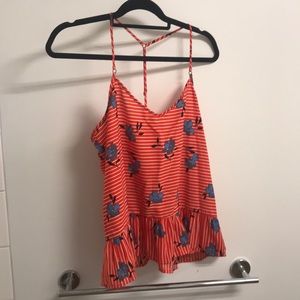 Abercrombie red floral peplum tank top
